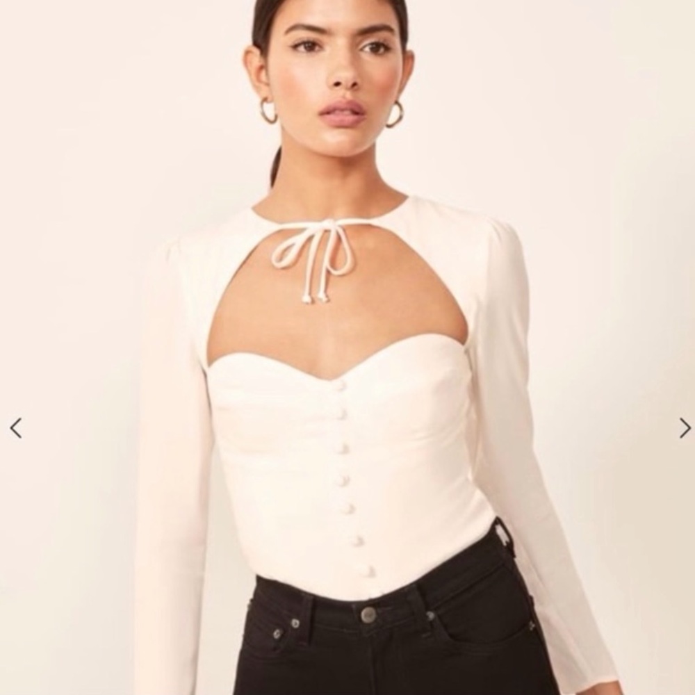 Reformation Cream Button-Up Blouse